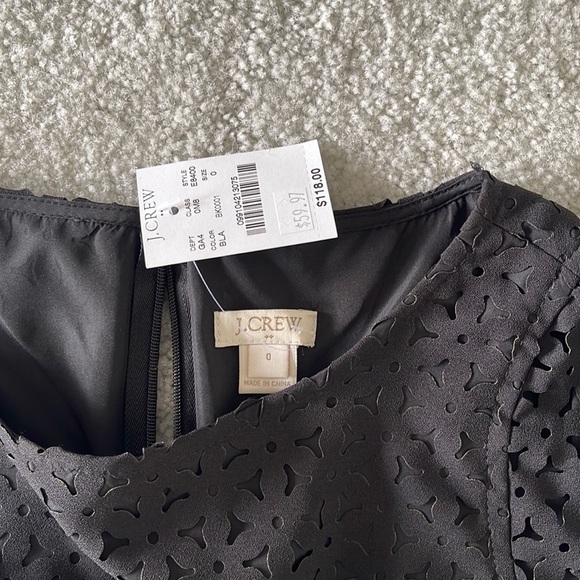 NWT J. Crew Factory Black Laser Cut Patterned Dress - Size 0 - Picture 3 of 4